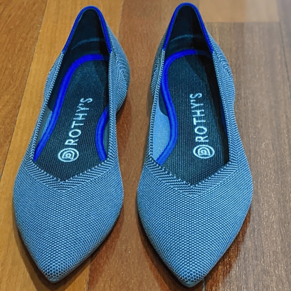 Rothy's Cloud Grey Birdseye Points 7.5 New in Box